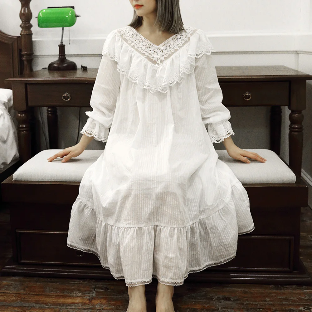 Victorian Women'S Formal Wear - ใหม่ชุดนอนเจ้าหญิงโลลิต้าแนววินเทจสไตล์พาเลซของผู้หญิงชุดเดรสลูกไม้ชุดนอนสไตล์วิคทอเรียชุดเดรสใส่นอนแต่งระบายสำหรับใส่อยู่บ้าน
