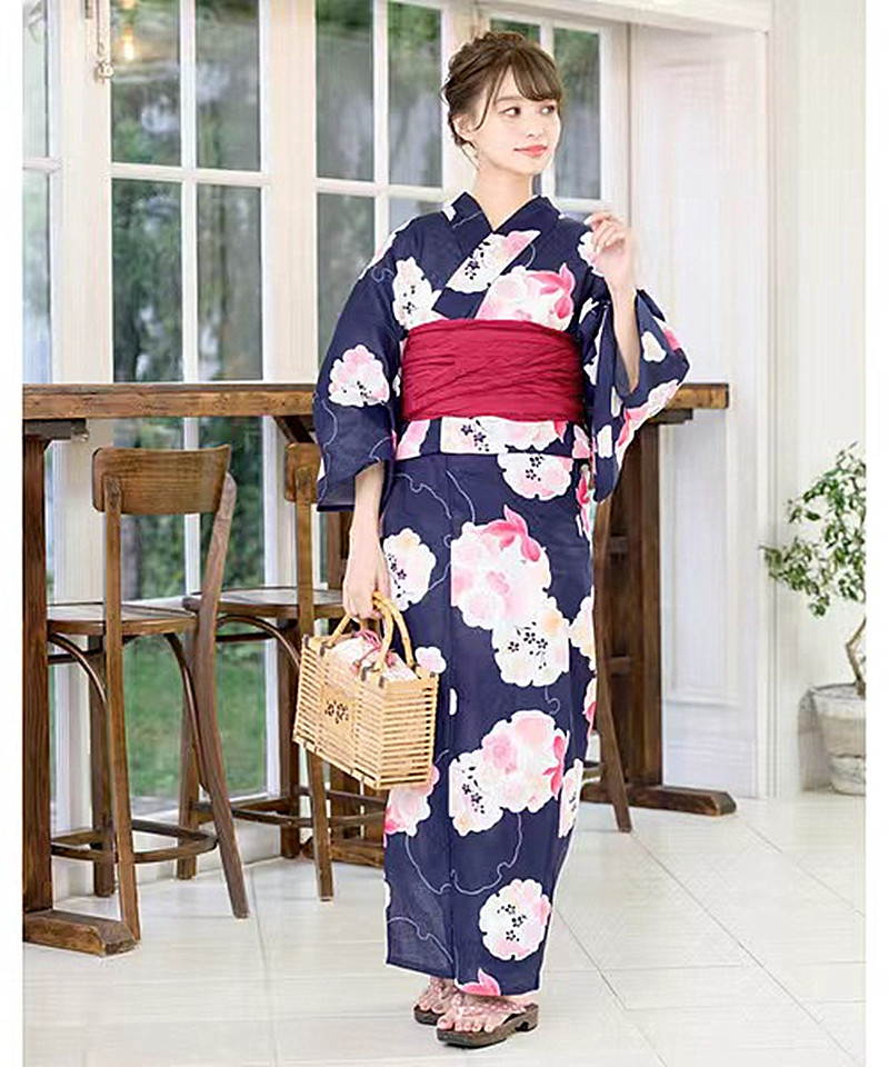 Women'S Formal Traditional Wear - ชุดกิโมโนญี่ปุ่น ยูกาตะ สำหรับผู้หญิง สีม่วง ชุดพื้นเมืองแบบดั้งเดิม ผ้าฝ้ายแท้