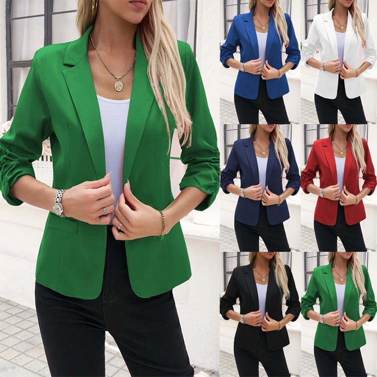 Formal Attire Woman - เสื้อสูทผู้หญิงสไตล์ยุโรปและอเมริกาแบบใหม่ปี 2026 เสื้อสูทแขนสามส่วนสำหรับชุดทำงาน