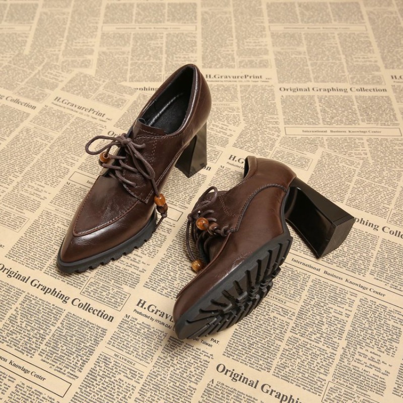 Pump Heel Block - รองเท้าส้นสูงแบบฝรั่งเศสทรง Deep Mouth รุ่นปี 2026 สำหรับฤดูใบไม้ผลิ/ฤดูใบไม้ร่วง