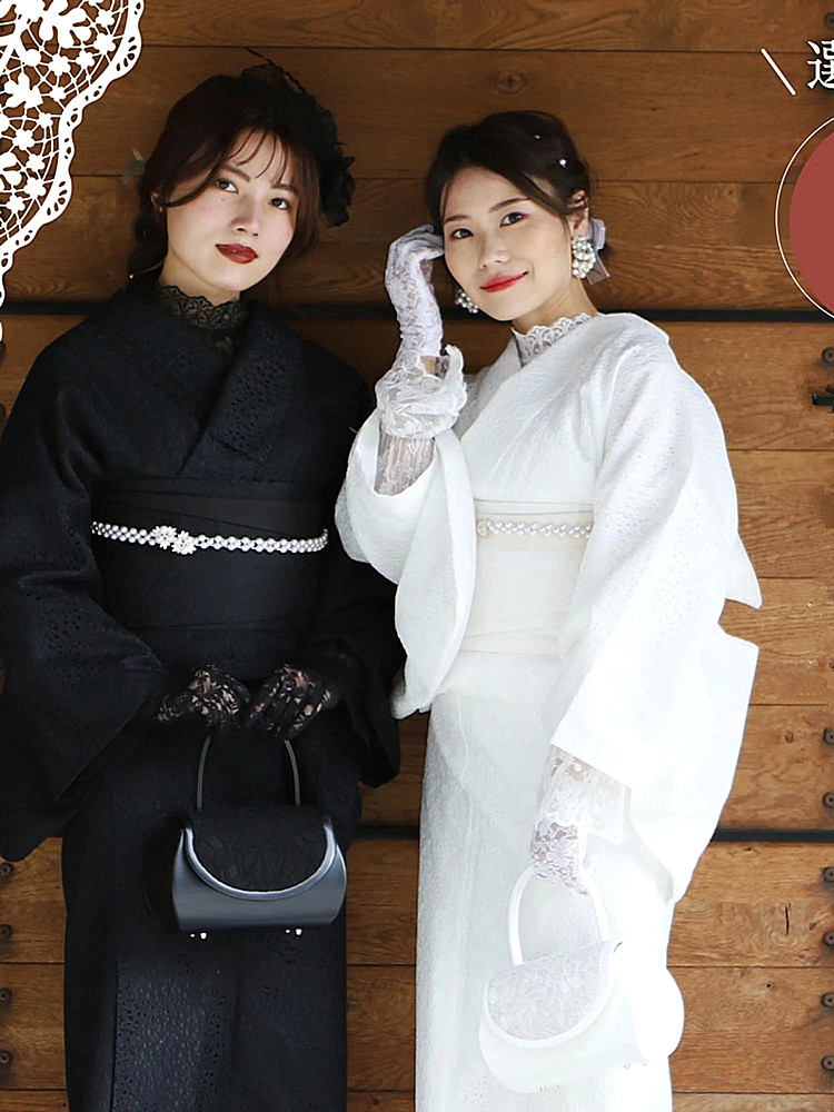 Women'S Formal Traditional Wear - กิโมโนลูกไม้หรูหรา - ชุดทางการสำหรับผู้หญิงญี่ปุ่น ดีไซน์สองชั้นน้ำหนักเบา ลวดลายดอกไม้หลากหลาย
