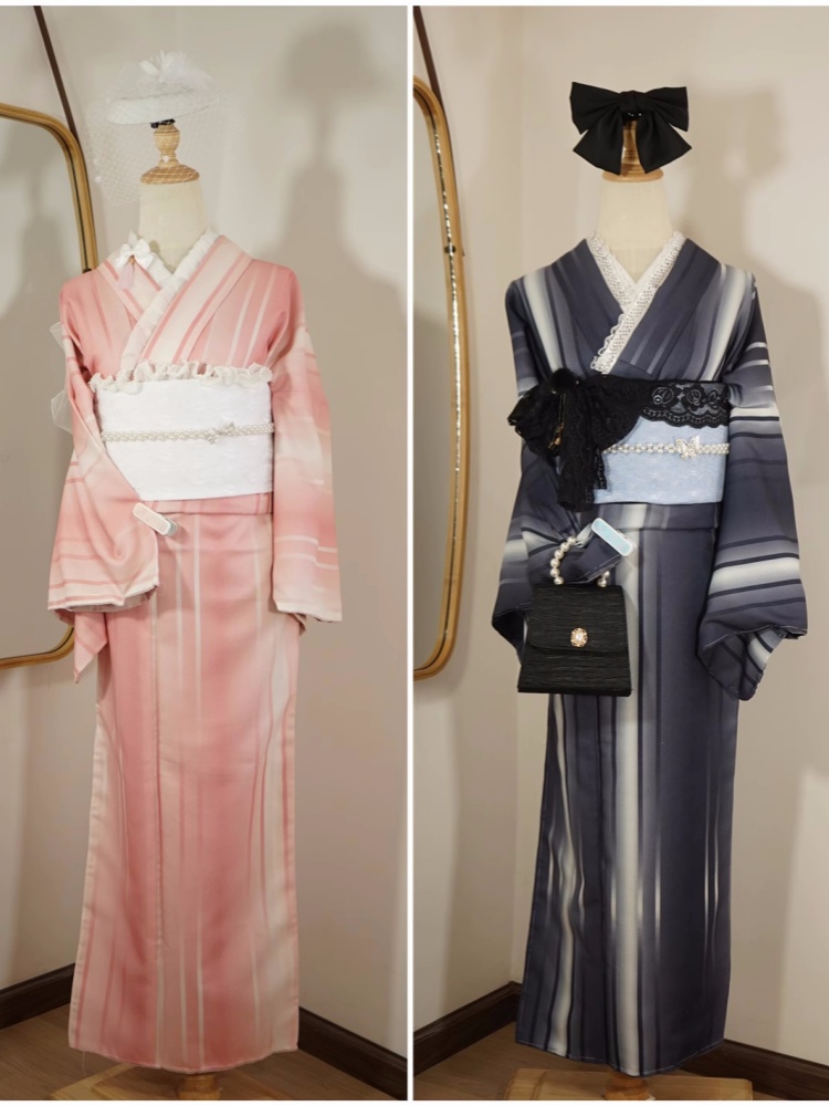Women'S Formal Traditional Wear - ชุดกิโมโนสไตล์ญี่ปุ่นสำหรับผู้หญิง ชุดยูกาตะแบบดั้งเดิมสองชั้น ชุดแสดงวินเทจ ชุดคอสเพลย์ ชุดถ่ายภาพ