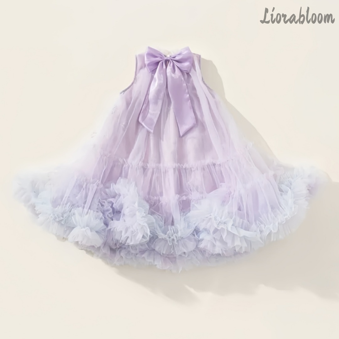 Formal Attire Woman - ชุดเดรสเจ้าหญิงสีม่วงสำหรับใส่ทุกวัน ชุดราตรี แต่งขอบลูกไม้ ประดับโบว์ ชุดเพื่อนเจ้าสาว ชุดเดรสงานปาร์ตี้