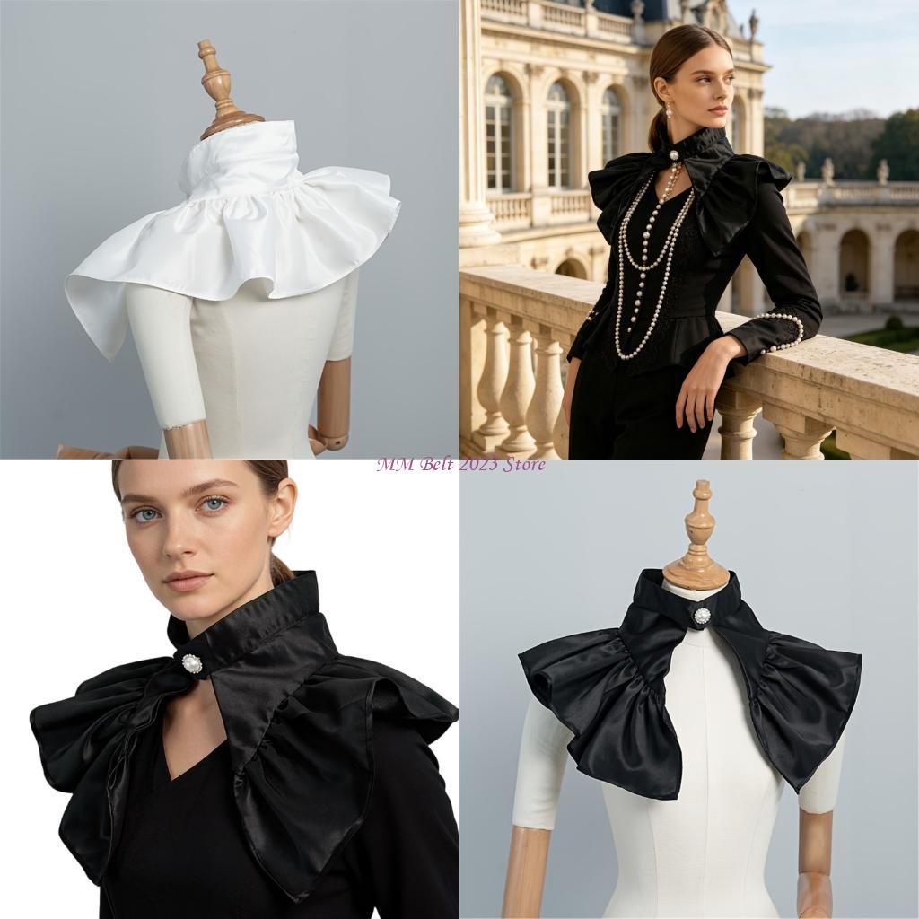 Victorian Women'S Formal Wear - 49ME ปลอกคอสไตล์วิคตอเรียนพร้อมผ้าซาตินสำหรับปลอกคอที่ถอดออกได้สำหรับโอกาสทางการ ชุดลำลอง ปกตกแต่ง