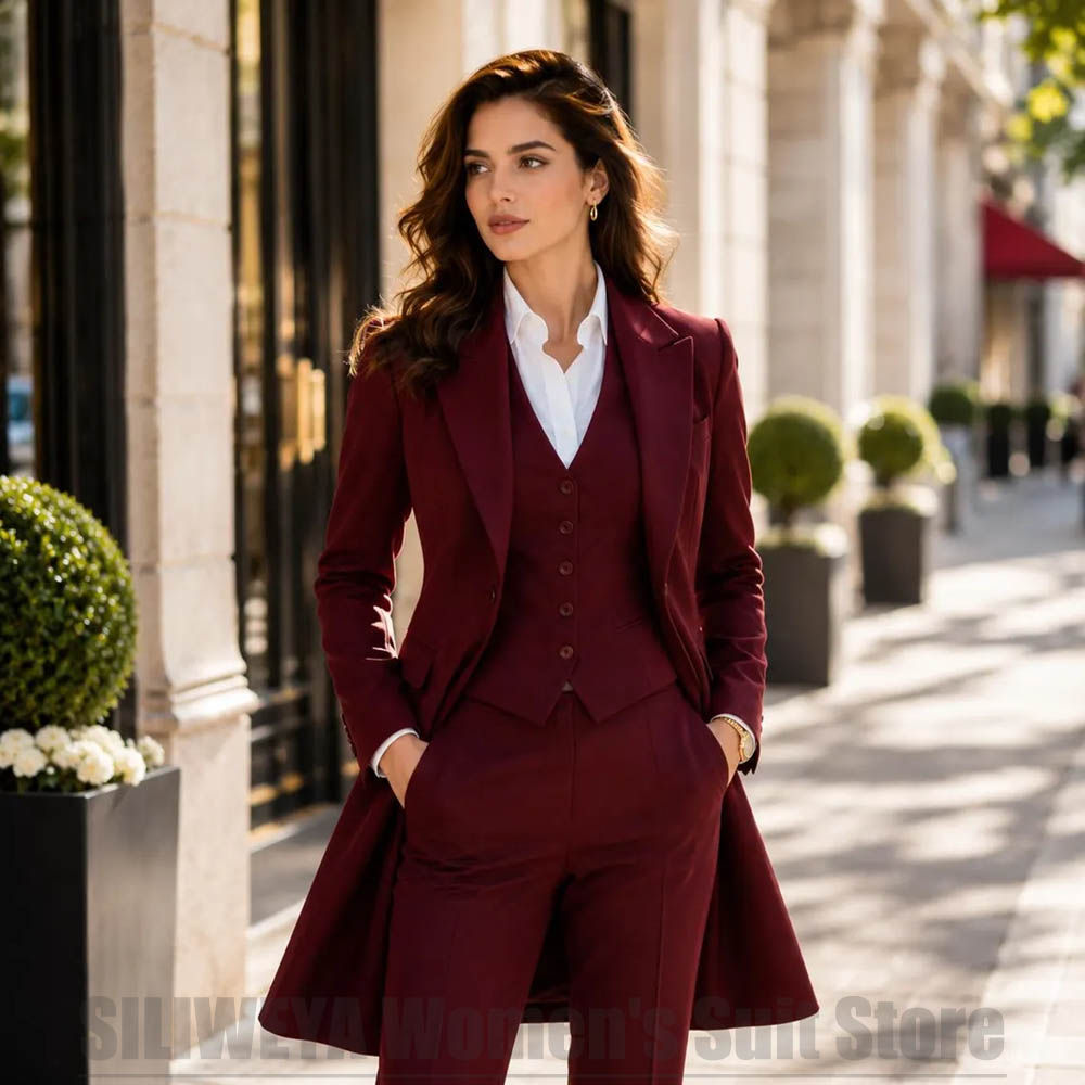 Women Formal Wear Shirts - ชุดสูทผู้หญิง 3 ชิ้น ดีไซน์หรูหรา ปกแหลม กระดุมแถวเดียว