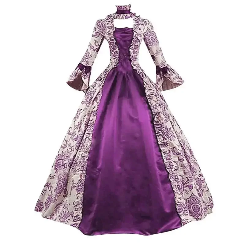 Victorian Women'S Formal Wear - ชุดเดรสสไตล์วิคตอเรียนสำหรับผู้หญิง ชุดราตรีสไตล์ยุคกลางเรอเนซองส์ แขนบาน แต่งลูกไม้ลายดอกไม้สไตล์โกธิค ไซส์พลัส สำหรับคอสเพลย์