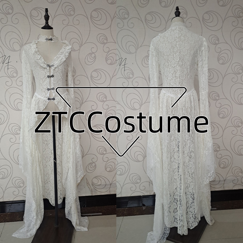 Victorian Women'S Formal Wear - ผู้หญิงโกธิคสีขาววินเทจลูกไม้F LareแขนยุคกลางCardiganคอสเพลย์Elegant Long Tail Outwear Victorian