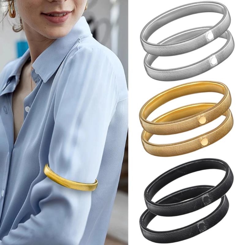 Women Formal Wear Shirts - ปลอกแขนโลหะยืดหยุ่นกันลื่นแบบคลาสสิก สำหรับผู้ชายและผู้หญิง เหมาะสำหรับงานเลี้ยง งานธุรกิจ และชุดทำงาน