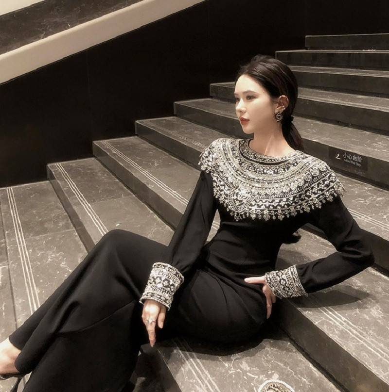Formal Attire Woman - ชุดเดรสสีดำสำหรับงานทางการ งานวันเกิด งานเลี้ยงอาหารค่ำ ฤดูใบไม้ร่วง ฤดูหนาว งานปาร์ตี้