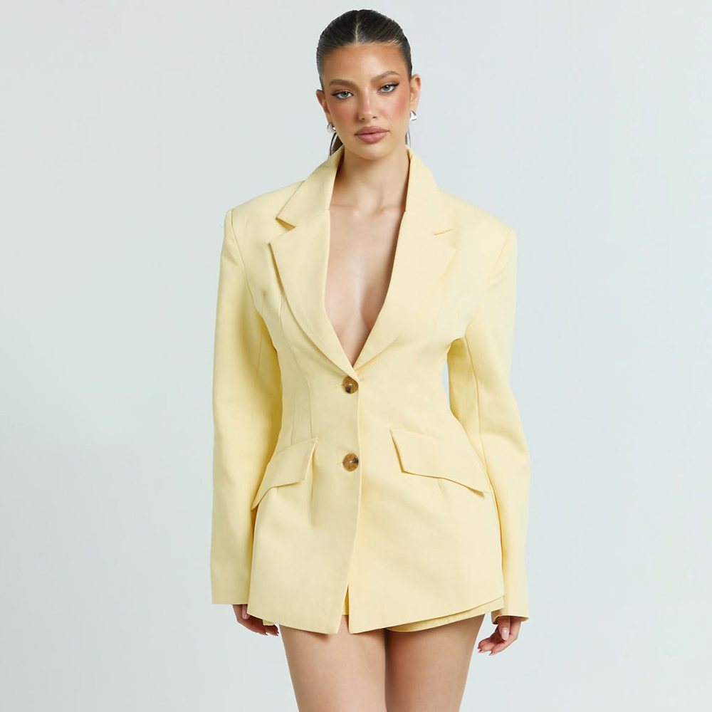 ชุดสูทผู้หญิงสีเหลืองอ่อน 2 ชิ - Yellow Formal Wear Women บทวิจารณ์และราคา