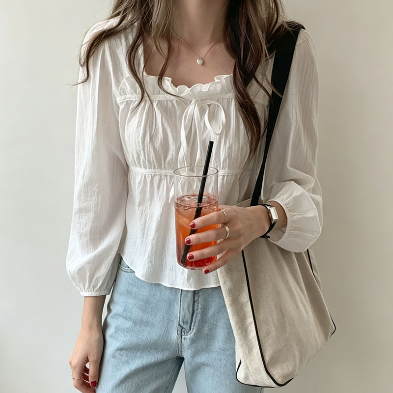 เสื้อผู้หญิงผูกโบว์สวยหรู แขนย - Women'S Formal Wear Blouse บทวิจารณ์และราคา