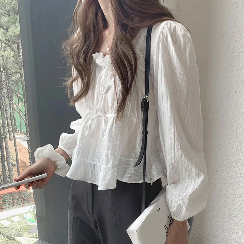 เสื้อผู้หญิงผูกโบว์สวยหรู แขนย - Women'S Formal Wear Blouse บทวิจารณ์และราคา