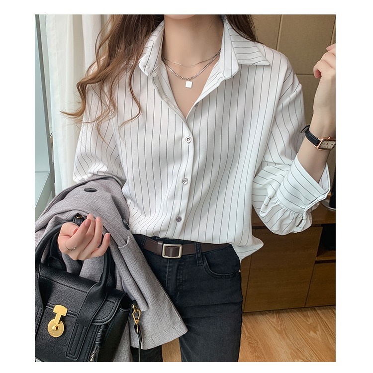 เสื้อเชิ้ตผู้หญิงลายทางแนวตั้ง - Women Formal Wear Shirts บทวิจารณ์และราคา