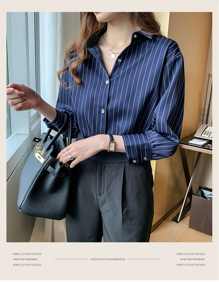 เสื้อเชิ้ตผู้หญิงลายทางแนวตั้ง - Women Formal Wear Shirts บทวิจารณ์และราคา