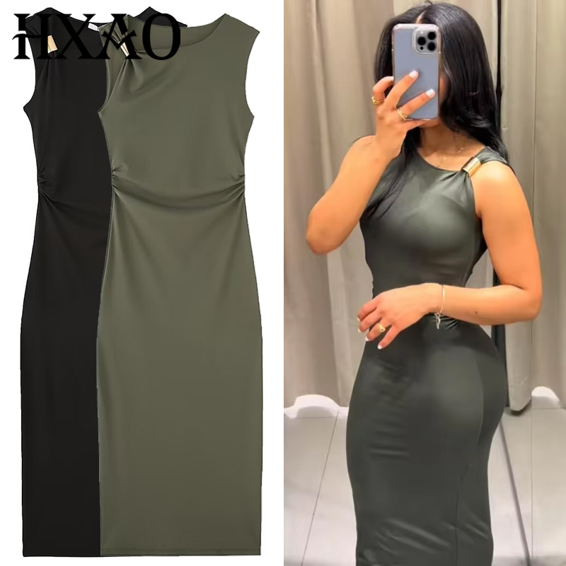 HXAO Womens Ruffled ชุดเดรสสีเ - Women'S Green Formal Wear บทวิจารณ์และราคา