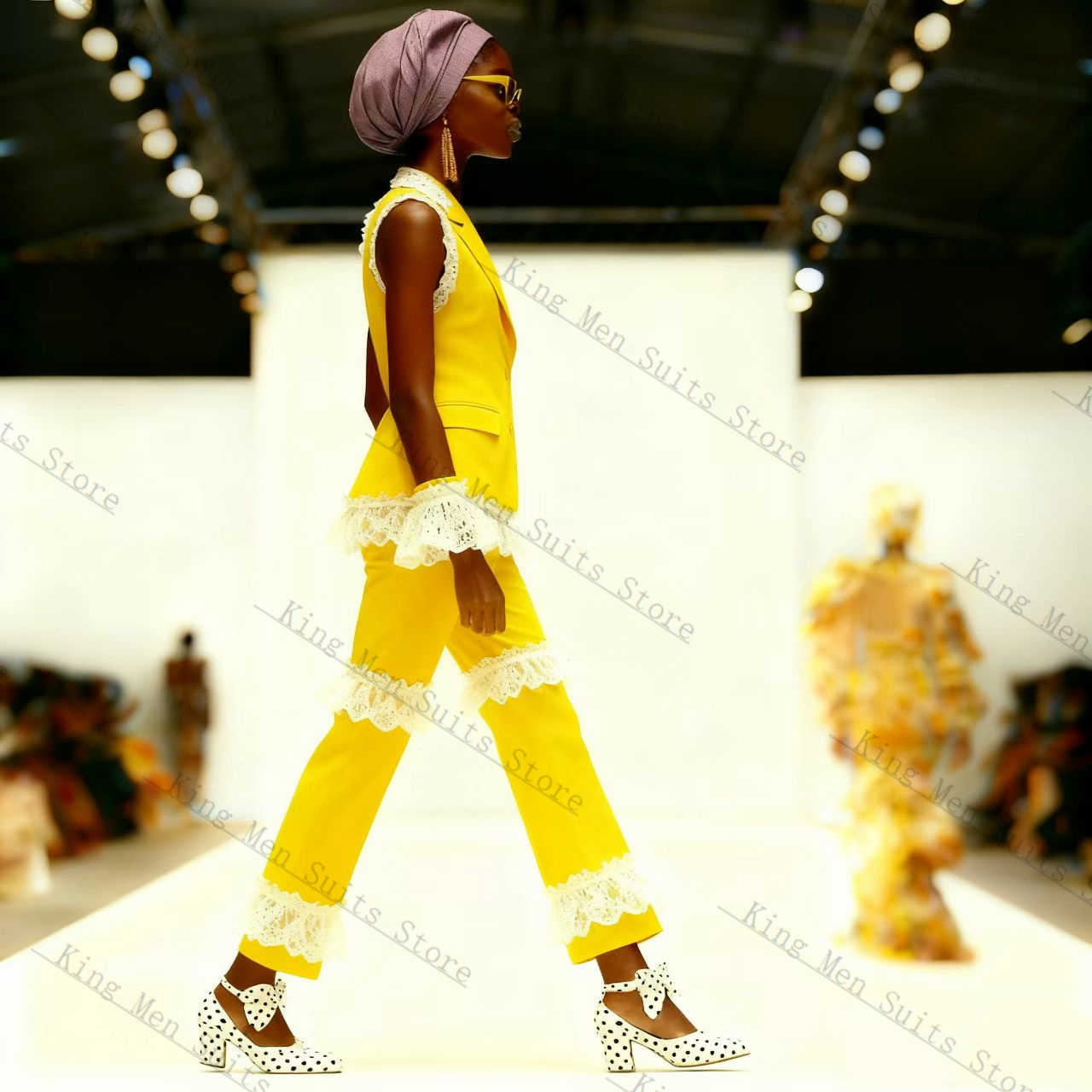ชุดสูทผู้หญิงสีเหลืองขาว ผ้าลู - Yellow Formal Wear Women บทวิจารณ์และราคา