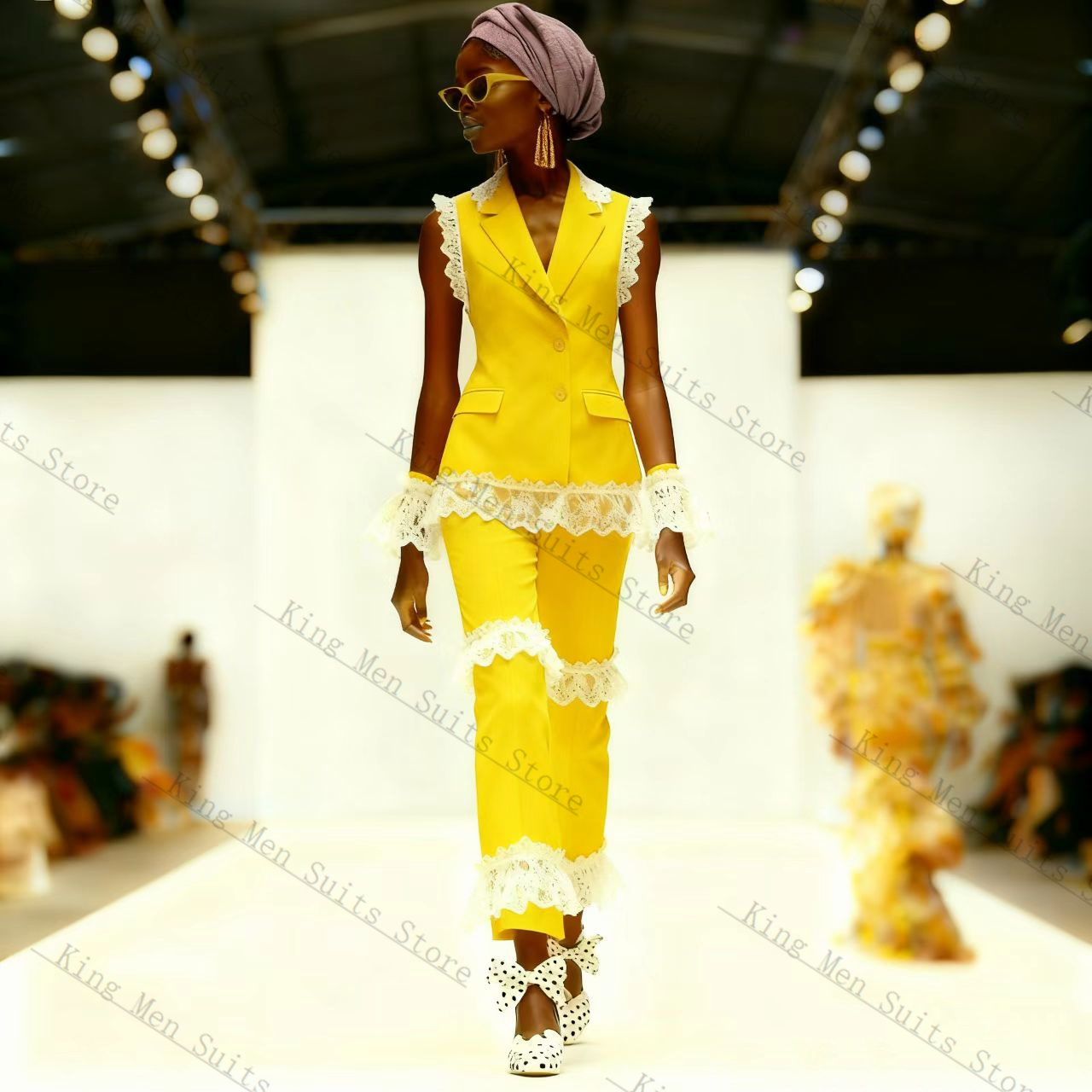 ชุดสูทผู้หญิงสีเหลืองขาว ผ้าลู - Yellow Formal Wear Women บทวิจารณ์และราคา