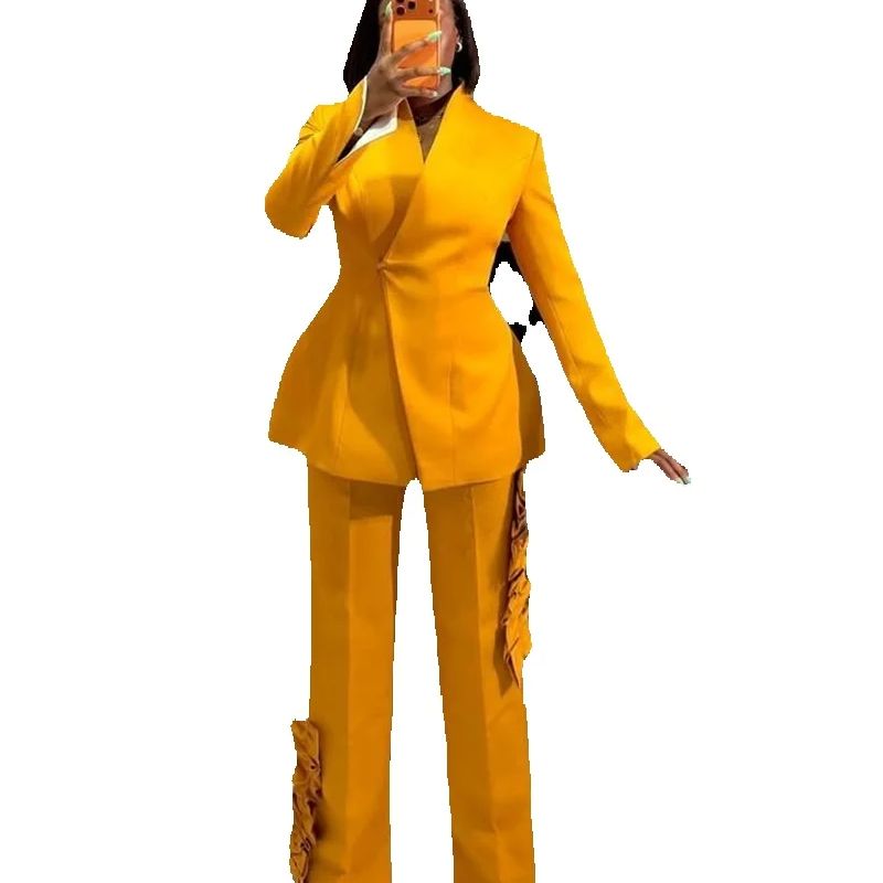 ชุดสูทผู้หญิงสีเหลือง 2 ชิ้น เ - Yellow Formal Wear Women บทวิจารณ์และราคา
