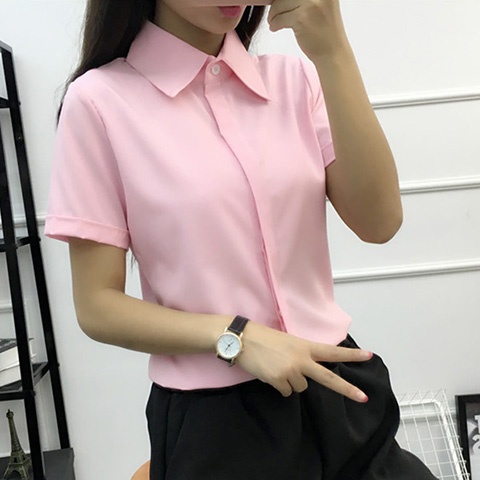 เสื้อเชิ้ตแขนสั้นสีขาวทรงหลวมส - Large Women'S Formal Wear บทวิจารณ์และราคา