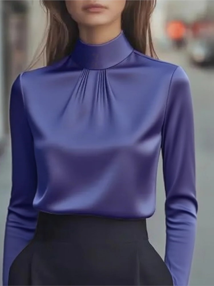 เสื้อเชิ้ตแขนยาวสีพื้นเรียบหรู - Women'S Formal Wear Blouse บทวิจารณ์และราคา