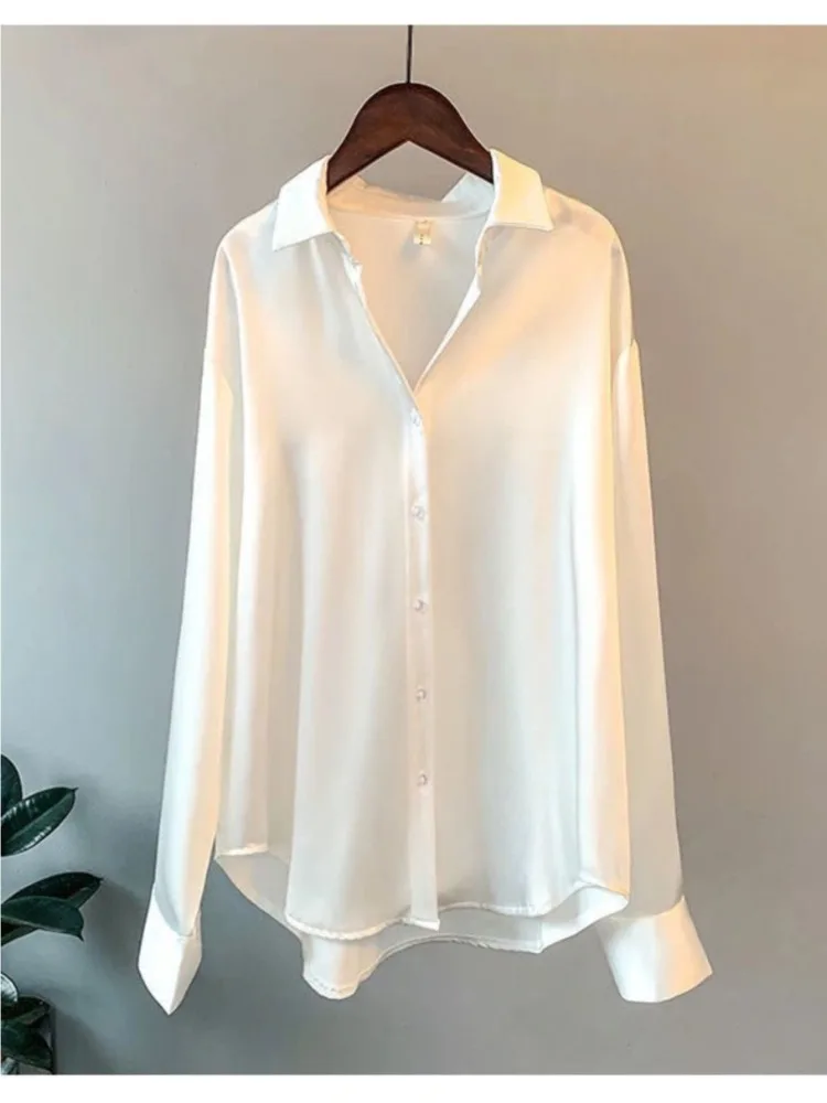 PLUS ขนาดลําลองผู้หญิงผ้าไหมเส - Silk Blouse Button บทวิจารณ์และราคา