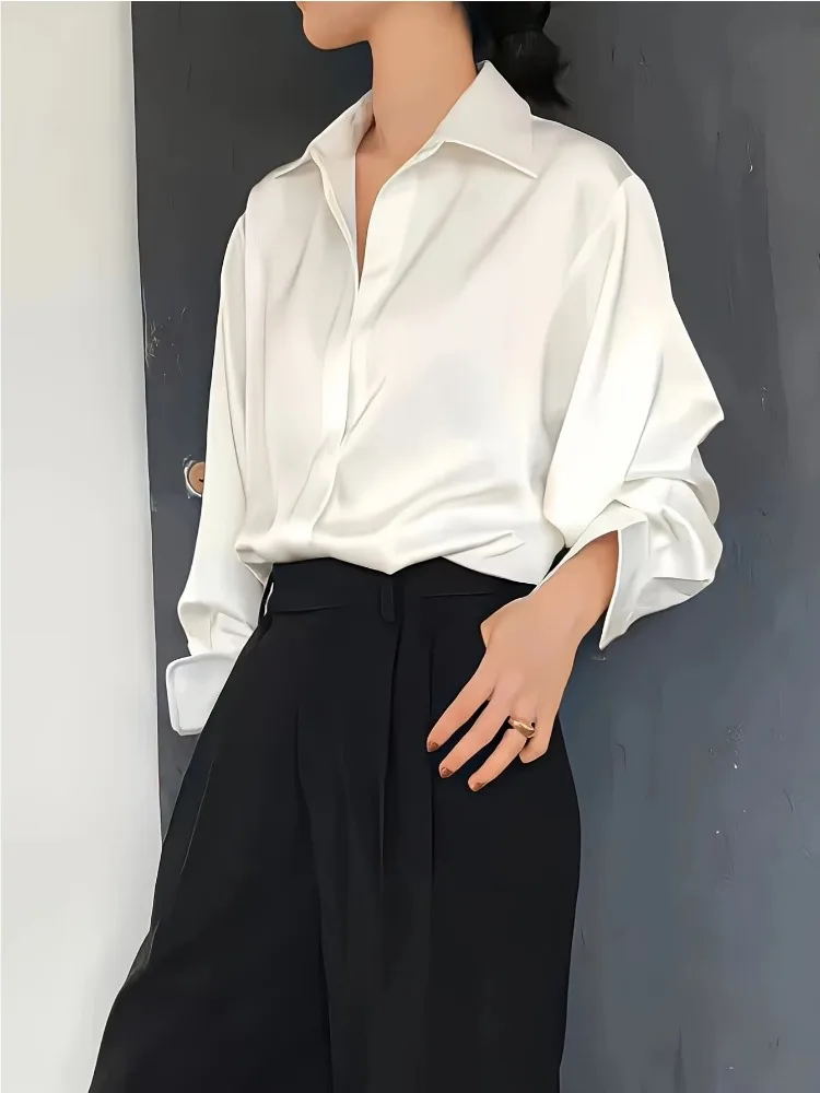PLUS ขนาดลําลองผู้หญิงผ้าไหมเส - Silk Blouse Button บทวิจารณ์และราคา