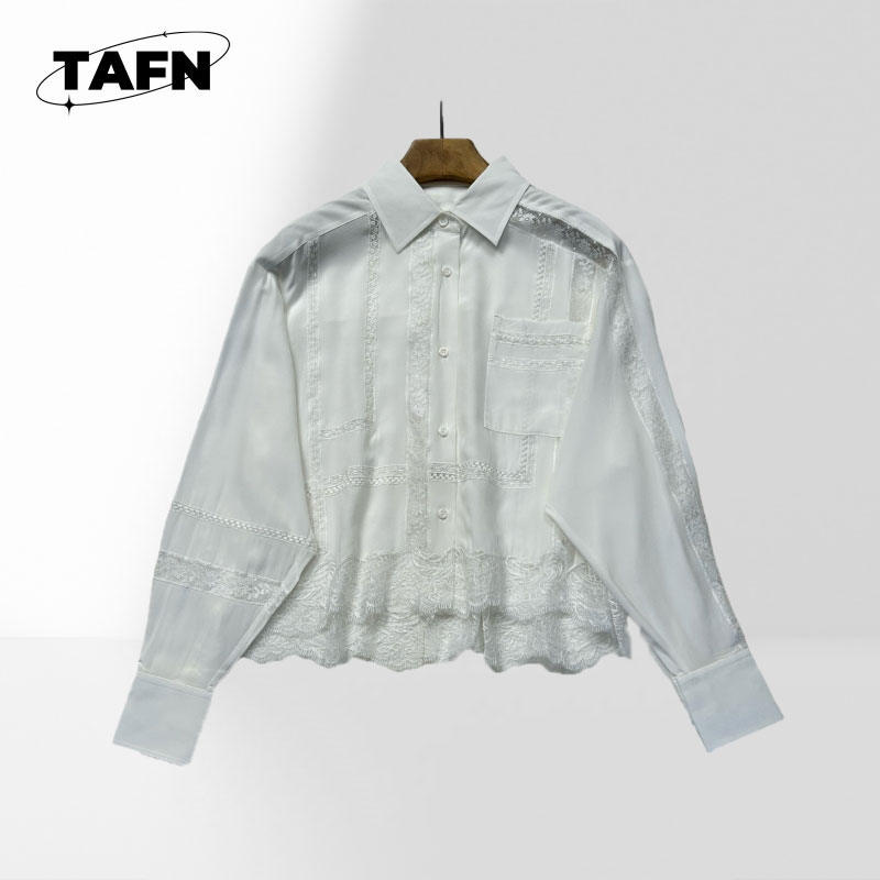 เสื้อเชิ้ตลายทางผู้หญิง ทรงหลว - Silk Blouse Button บทวิจารณ์และราคา