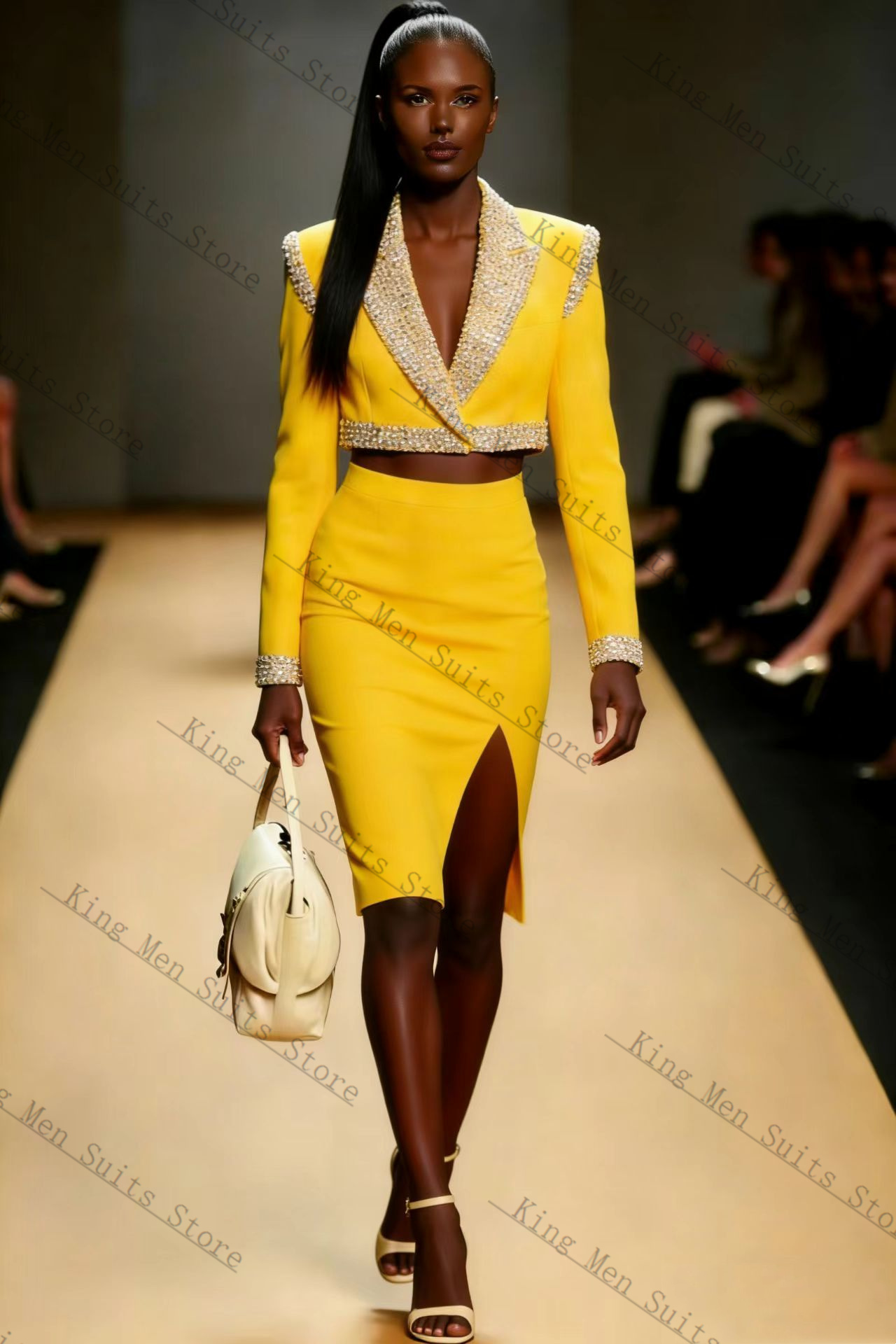 ชุดกระโปรงสูทผู้หญิงสีเหลือง 2 - Yellow Formal Wear Women บทวิจารณ์และราคา