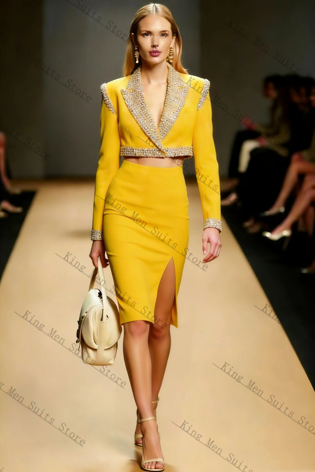 ชุดกระโปรงสูทผู้หญิงสีเหลือง 2 - Yellow Formal Wear Women บทวิจารณ์และราคา