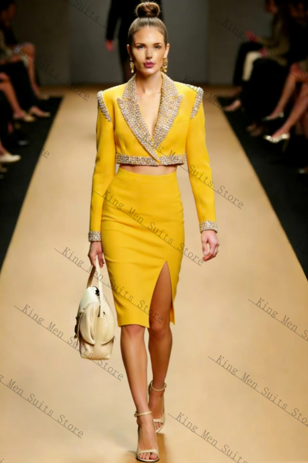 ชุดกระโปรงสูทผู้หญิงสีเหลือง 2 - Yellow Formal Wear Women บทวิจารณ์และราคา