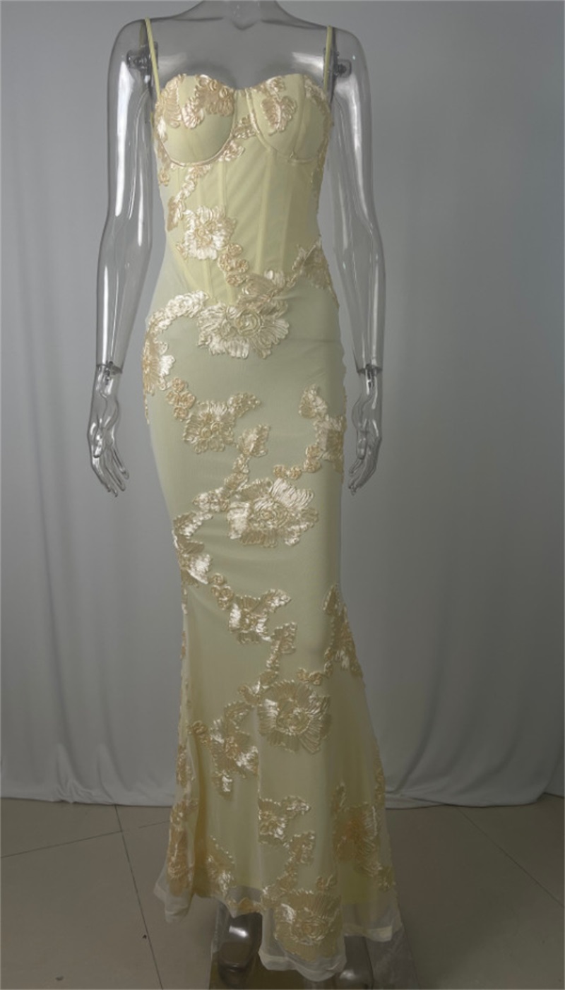 ชุดราตรีปักลายสีเหลืองสำหรับผู - Yellow Formal Wear Women บทวิจารณ์และราคา