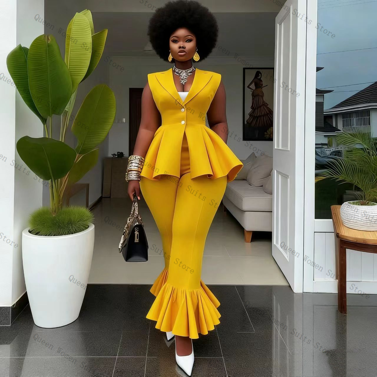 ชุดสูทผู้หญิงสีเหลือง 2 ชิ้น เ - Yellow Formal Wear Women บทวิจารณ์และราคา