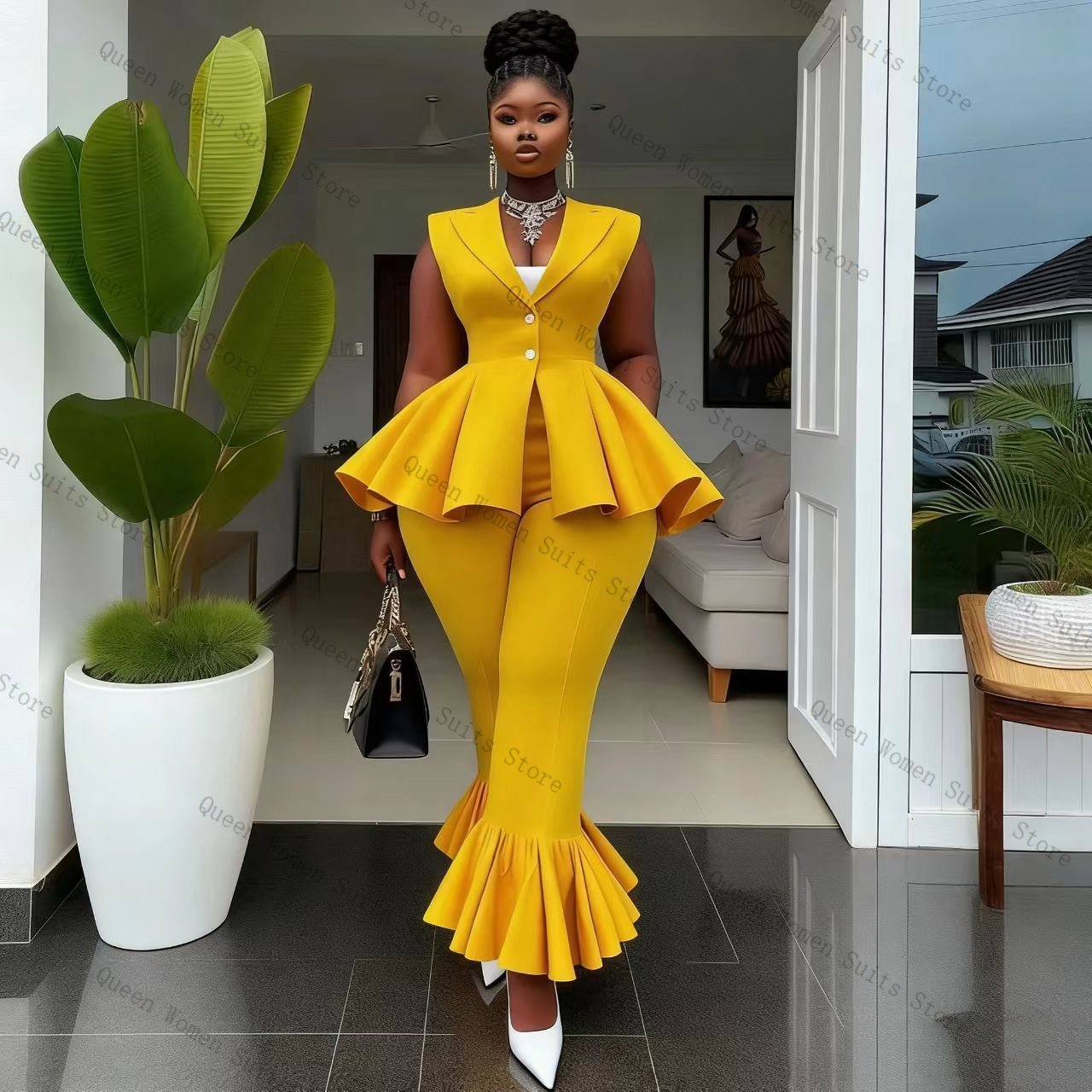 ชุดสูทผู้หญิงสีเหลือง 2 ชิ้น เ - Yellow Formal Wear Women บทวิจารณ์และราคา