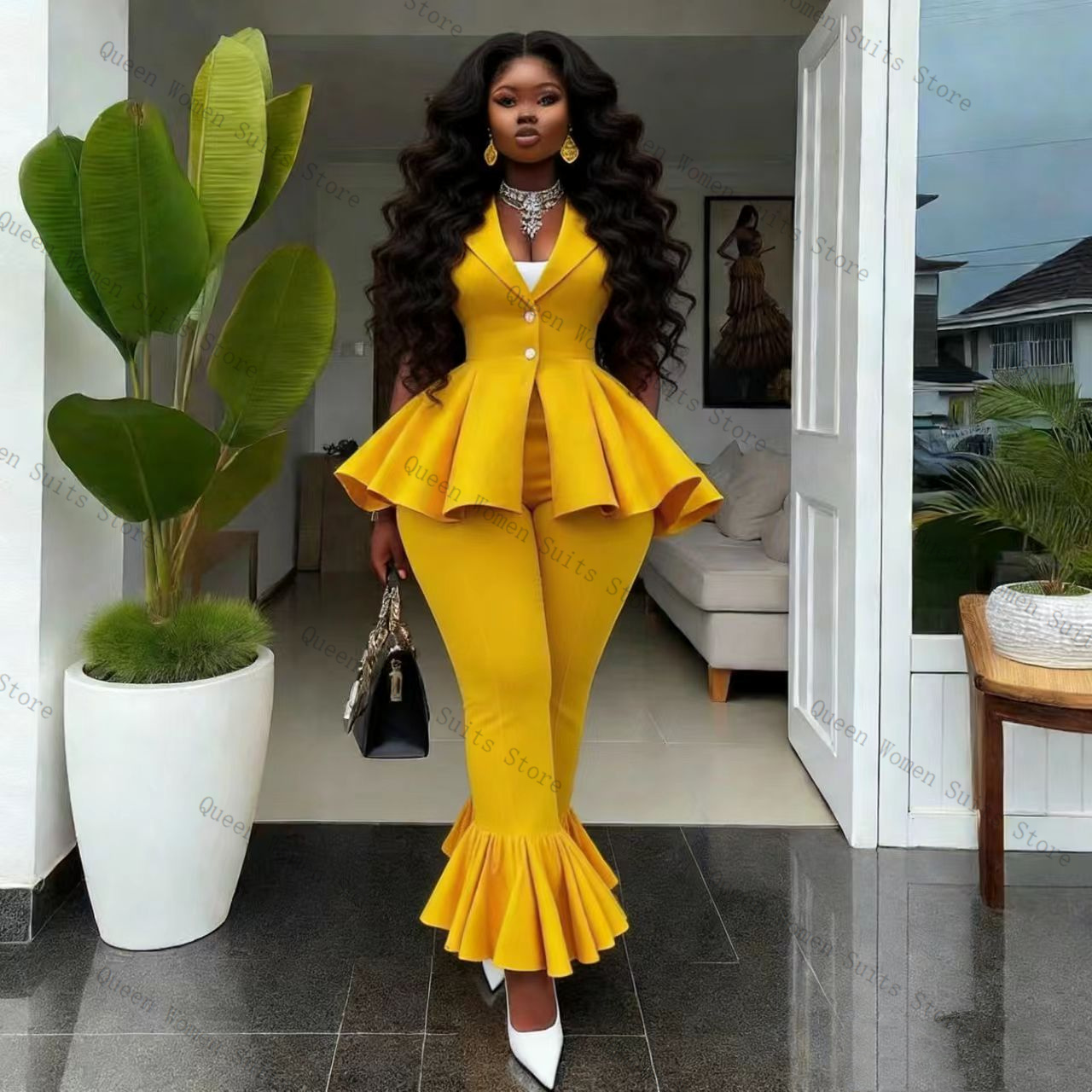 ชุดสูทผู้หญิงสีเหลือง 2 ชิ้น เ - Yellow Formal Wear Women บทวิจารณ์และราคา