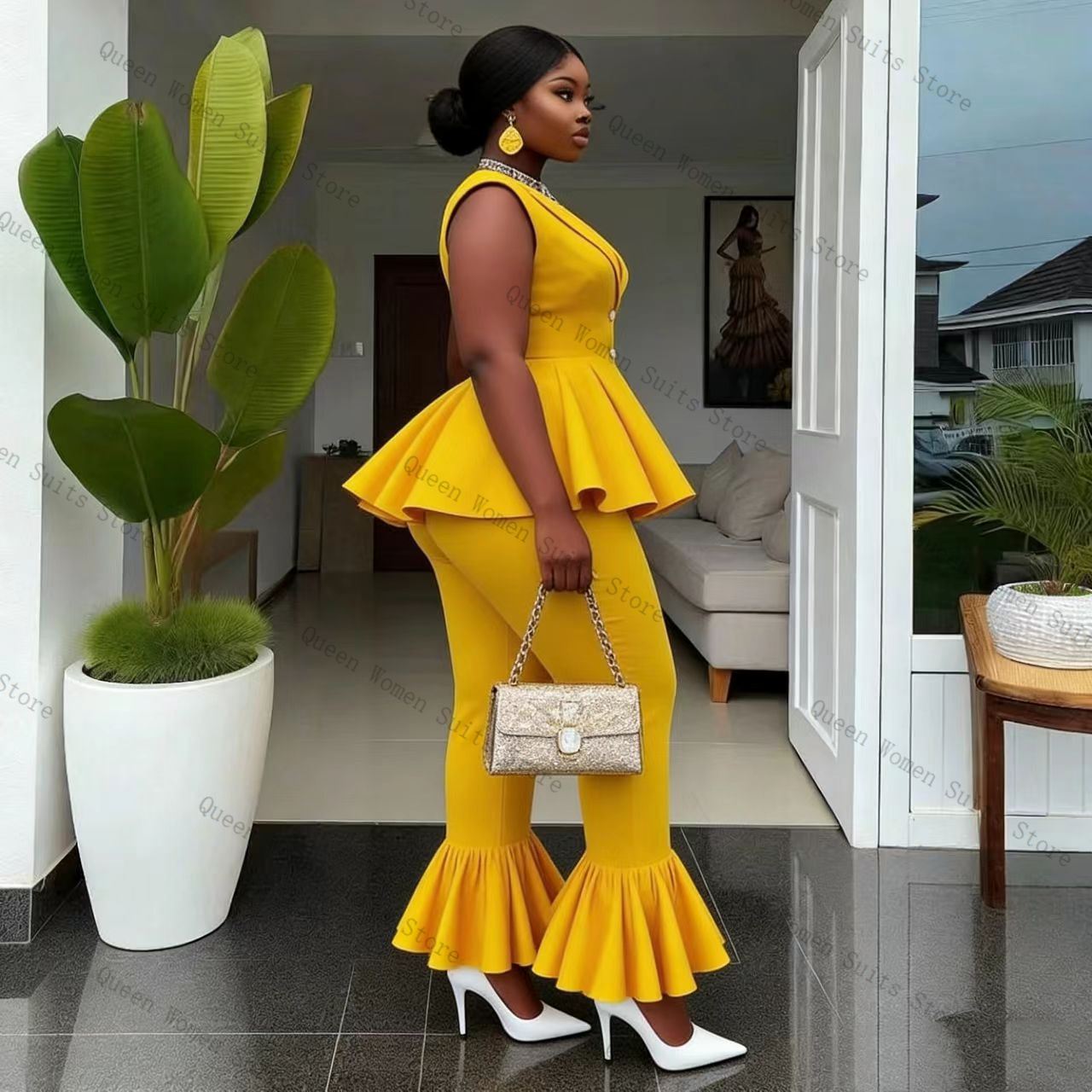 ชุดสูทผู้หญิงสีเหลือง 2 ชิ้น เ - Yellow Formal Wear Women บทวิจารณ์และราคา