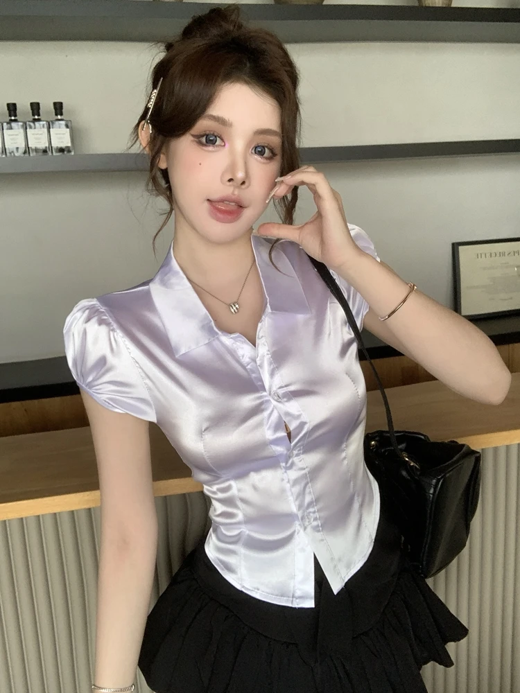 เสื้อเชิ้ตผ้าไหมเซ็กซี่สำหรับฤ - Silk Blouse Button บทวิจารณ์และราคา