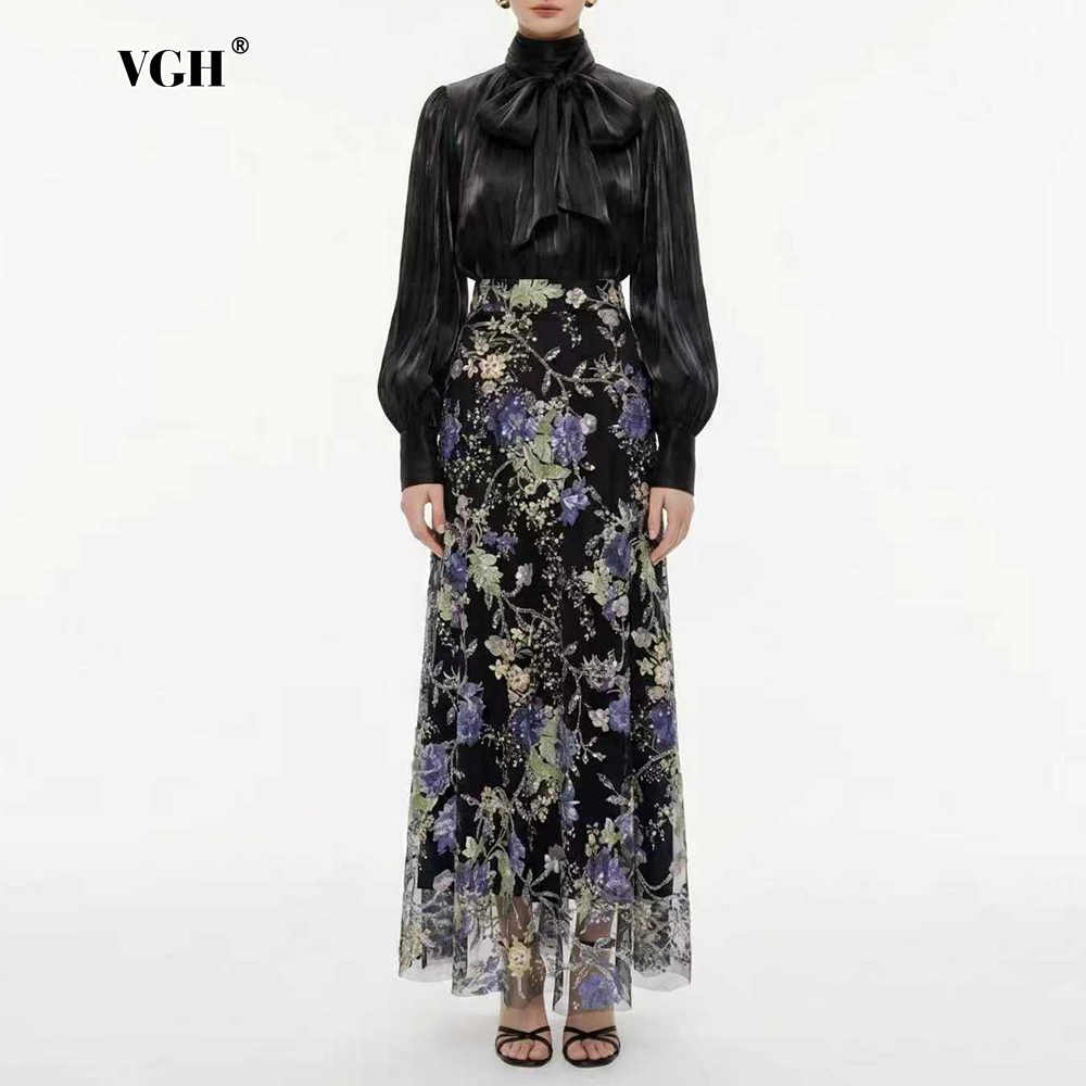 VGH ชุดสองชิ้นลายดอกไม้สีดำหรู - Women'S Formal Wear Blouse บทวิจารณ์และราคา