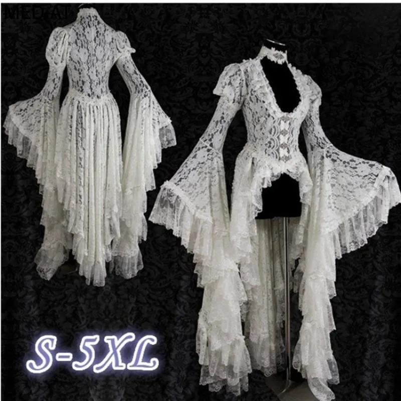 ผู้หญิงโกธิคสีขาววินเทจลูกไม้F - Victorian Women'S Formal Wear บทวิจารณ์และราคา