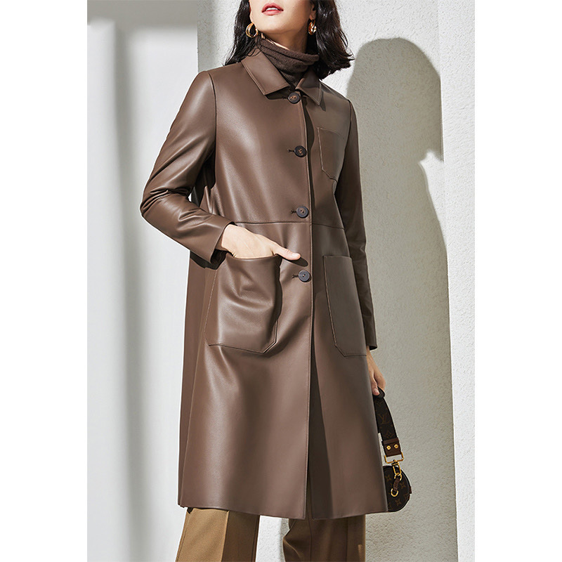 เสื้อโค้ทหนังแท้ทรงเทรนช์โค้ทส - Large Women'S Formal Wear บทวิจารณ์และราคา