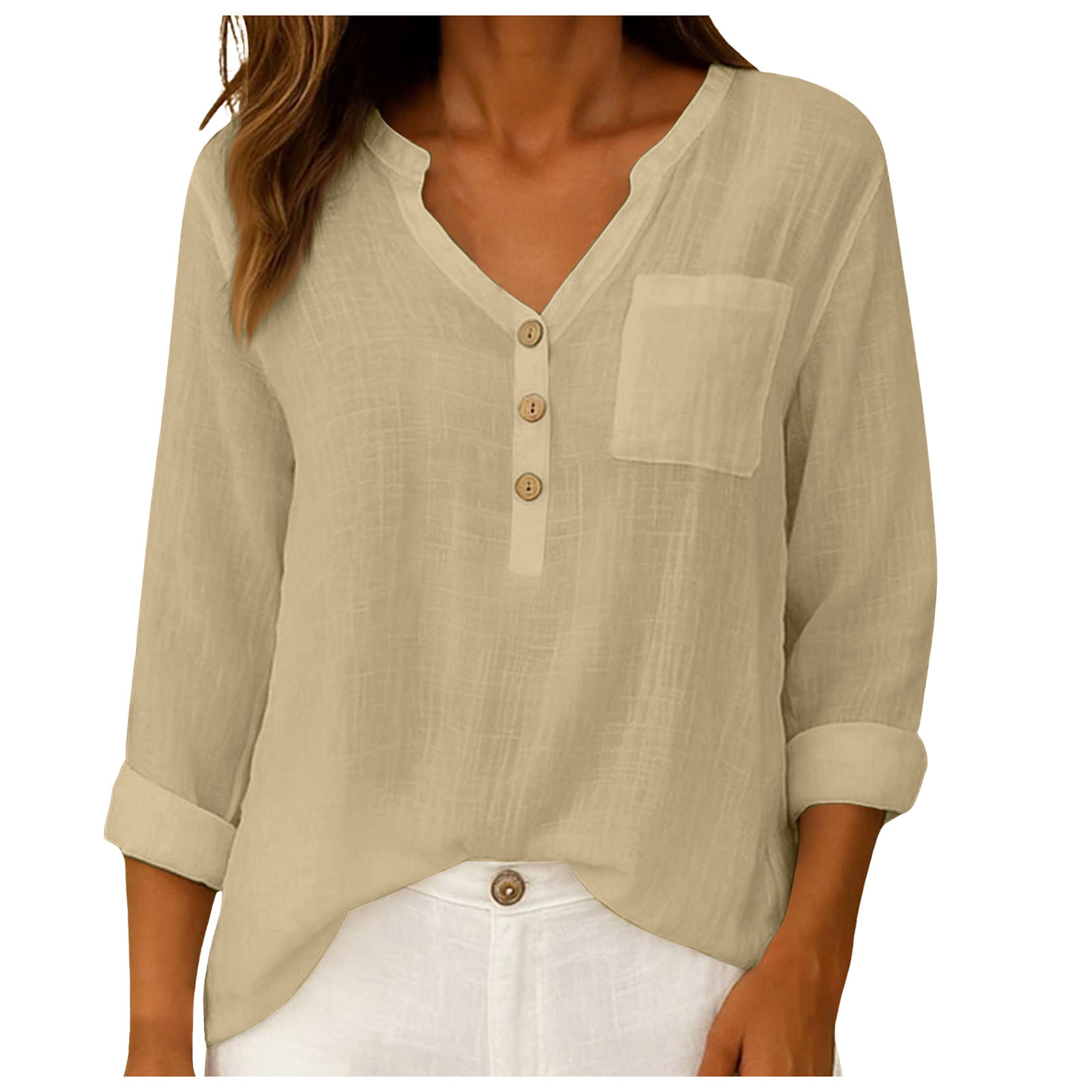 เสื้อเชิ้ตผ้าฝ้ายลินินสำหรับฤด - Women'S Formal Wear Blouse บทวิจารณ์และราคา