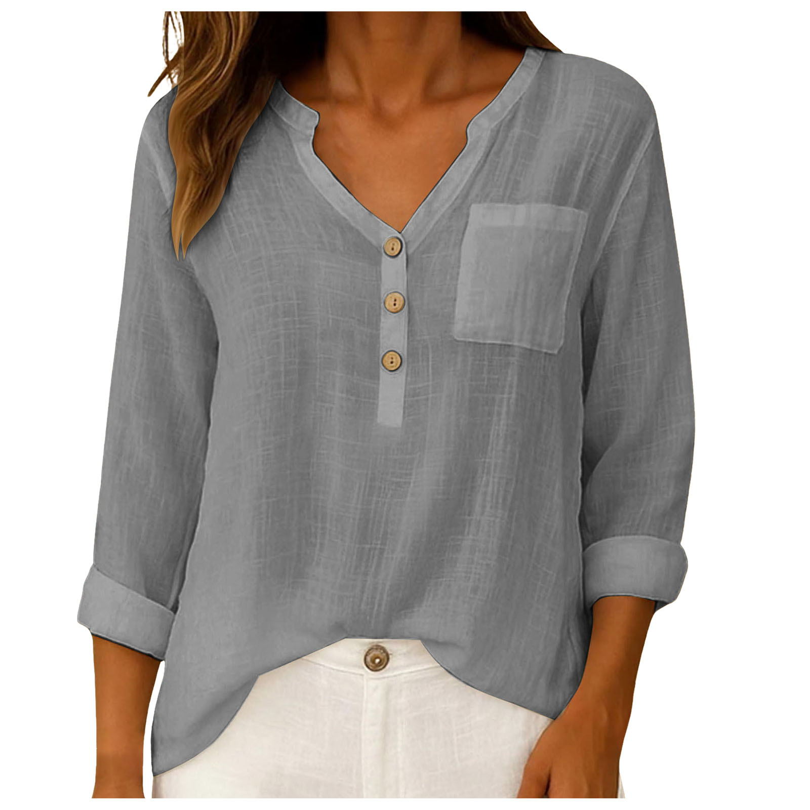 เสื้อเชิ้ตผ้าฝ้ายลินินสำหรับฤด - Women'S Formal Wear Blouse บทวิจารณ์และราคา