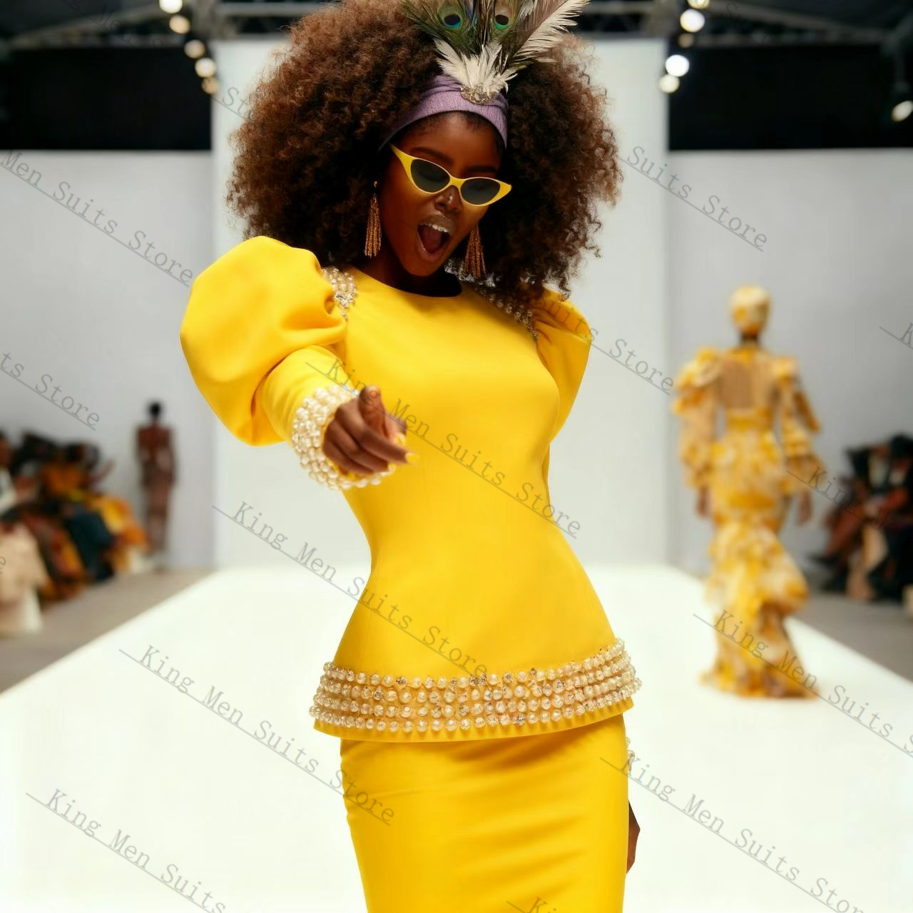 ชุดสูทผู้หญิงสีเหลืองดำ 2 ชิ้น - Yellow Formal Wear Women บทวิจารณ์และราคา