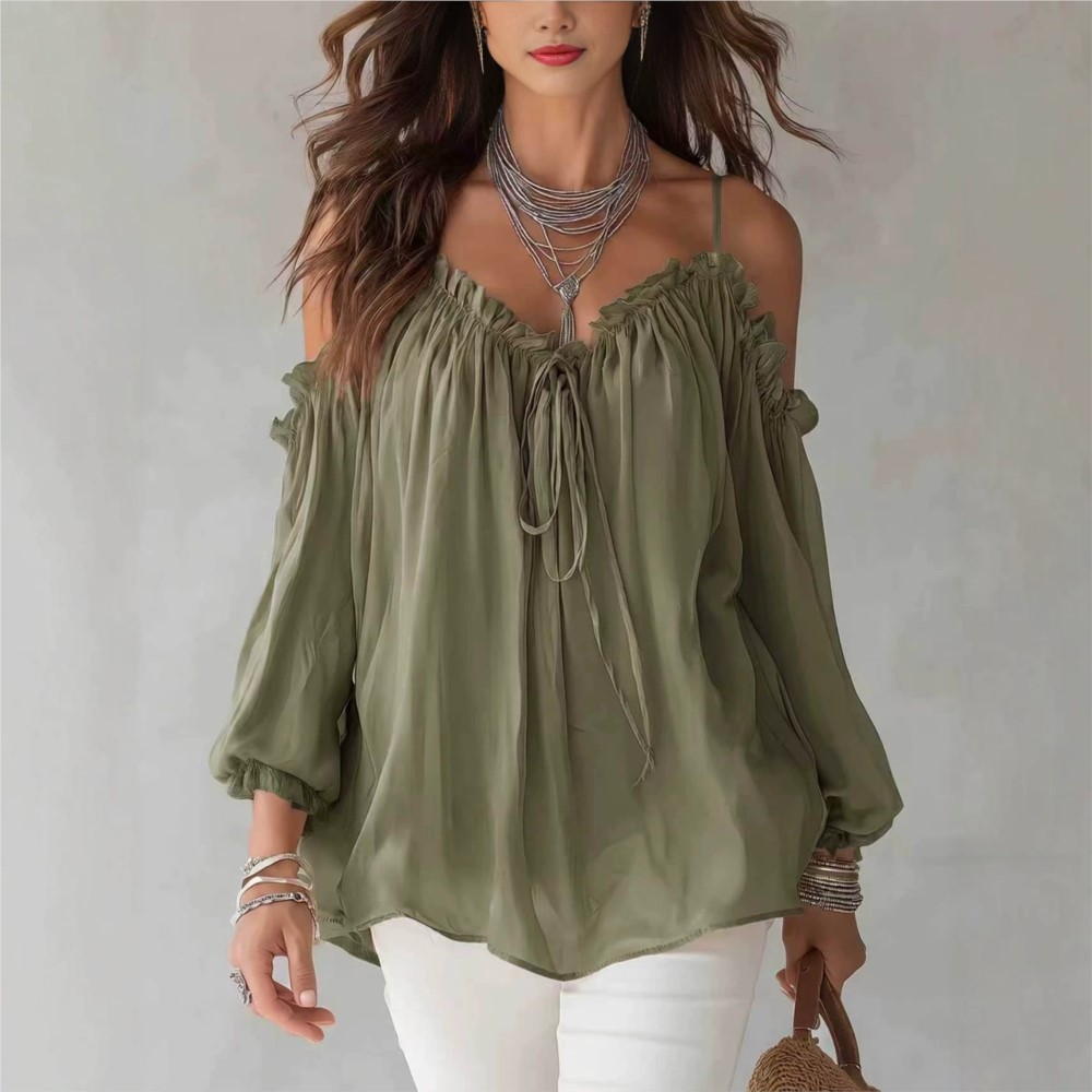 เสื้อชีฟองแขนยาวทรงหลวมสไตล์ลำ - Women'S Formal Wear Blouse บทวิจารณ์และราคา
