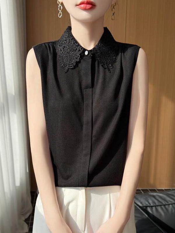 เสื้อถักไม่มีแขนแต่งลูกไม้สำหร - Women Formal Wear Shirts บทวิจารณ์และราคา