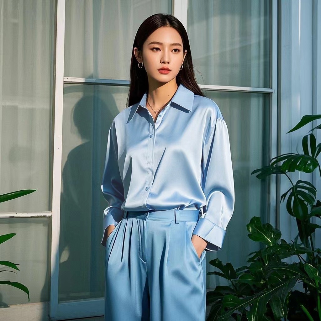เกาหลี Office Lady TREND เสื้อ - Silk Blouse Button บทวิจารณ์และราคา