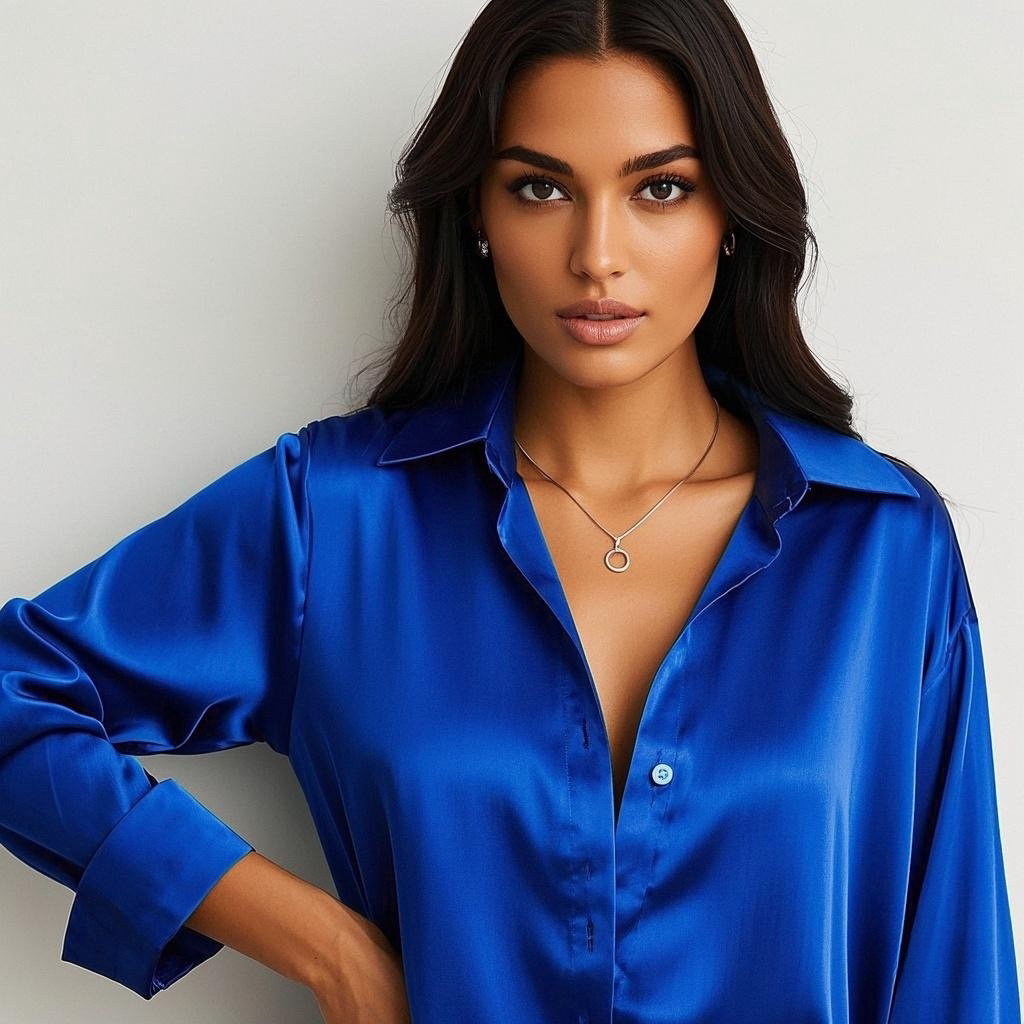 เกาหลี Office Lady TREND เสื้อ - Silk Blouse Button บทวิจารณ์และราคา