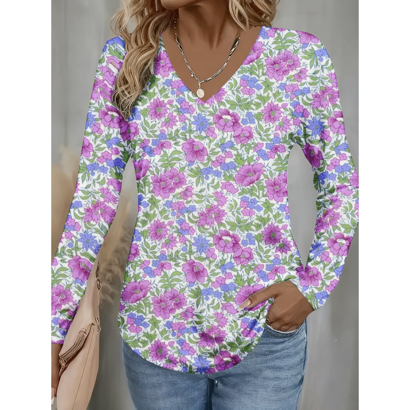 เสื้อผู้หญิงคอวีแขนยาวลายพิมพ์ - Women Formal Wear Shirts บทวิจารณ์และราคา