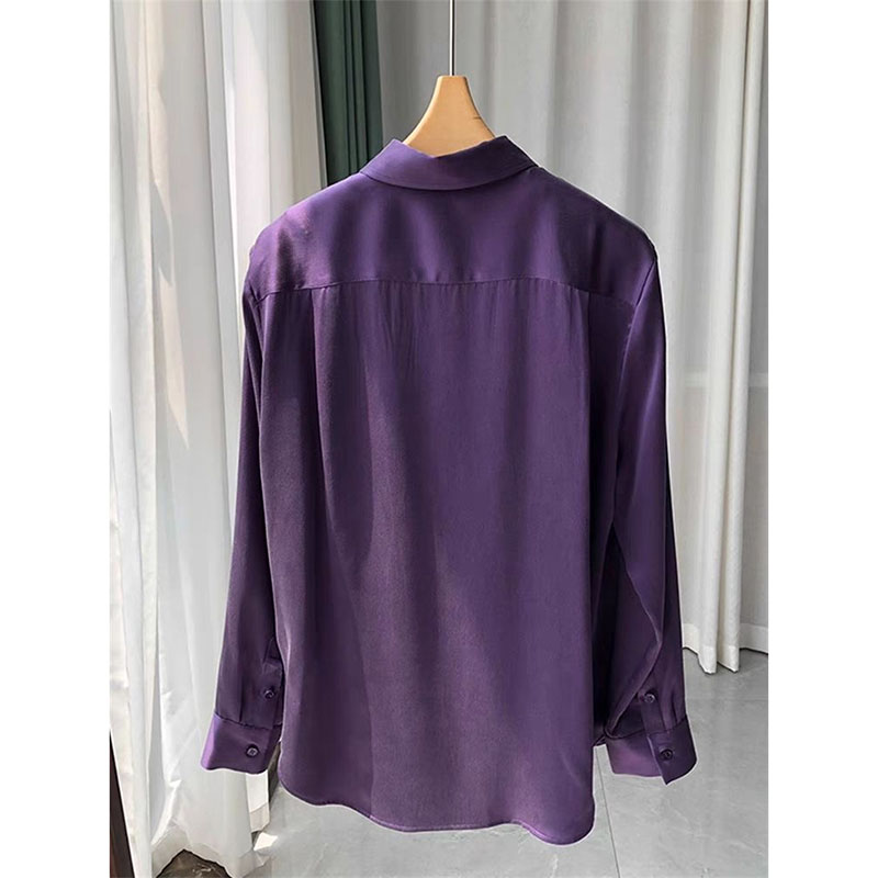 หลวมซาตินผ้าไหมเสื้อลําลองฤดูใ - Silk Blouse Button บทวิจารณ์และราคา